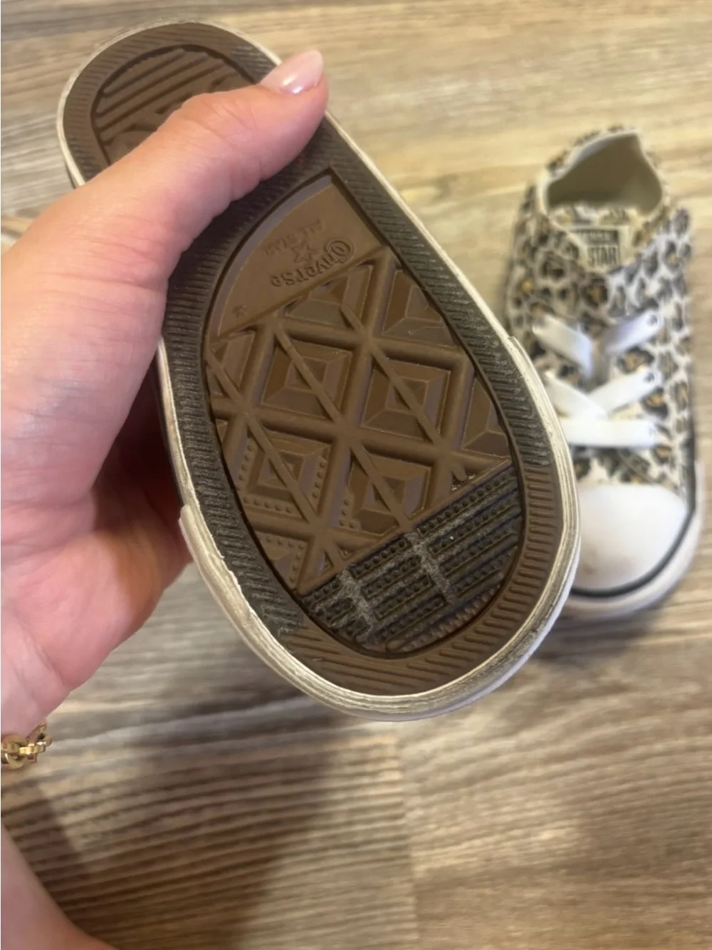 Converse Kids Leopard Print Canvas Sneakers in White, Tan, and Black